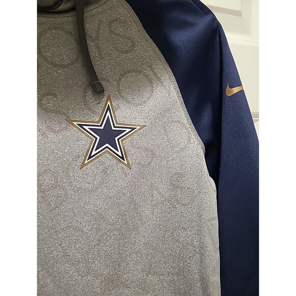 Nike ThermaFit Dallas Cowboy NFL Team Apparel Pullover Hoodie Blue Gray Fleece S - Picture 2 of 13